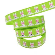 Milue Easter Bunny Ribbon 5 Yard Wired Edge Ribbons Roll Craft Decorating Making for Handmade Hair Bow Gift Wrapping Sewing Crafts Supplies
